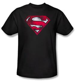 Superman Kids Shirt War Torn Shield Logo Youth Superhero Tee T-Shirt