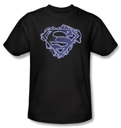 Superman Kids T-Shirt Electric Supes Shield Logo Black Tee Youth