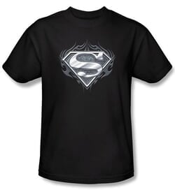 Superman Kids T-shirt Biker Metal Youth Black Superhero Tee Youth