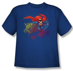 Superman Kids T-shirt Cool Word Supes Youth Royal Blue Tee Shirt