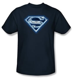 Superman Kids T-shirt Cyber Shield Navy Blue Tee Youth