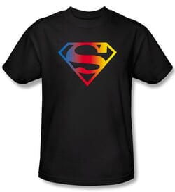 Superman Kids T-shirt DC Comics Gradient Shield Logo Black Tee Youth