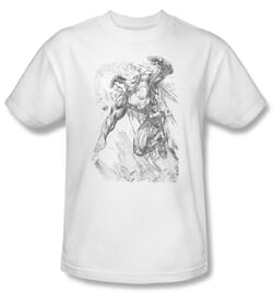 Superman Kids T-shirt DC Comics Pencil City Sketch White Tee Youth