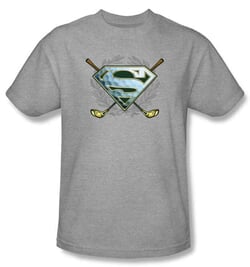 Superman Kids T-shirt Fore! Golf Clubs Heather Gray Tee Youth