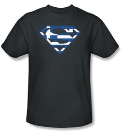 Superman Kids T-shirt Greek Shield Logo Navy Blue Tee Youth