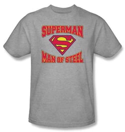 Superman Kids T-shirt Man Of Steel Jersey Heather Gray Tee Youth