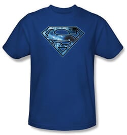 Superman Kids T-shirt On Ice Shield Logo Royal Blue Tee Shirt Youth