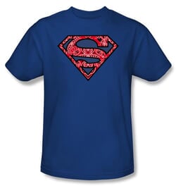 Superman Kids T-shirt Paisley Shield Logo Royal Blue Tee Youth