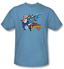 Superman Kids T-shirt Quick Change DC Comics Carolina Blue Tee Youth