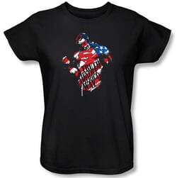 Superman Ladies Shirt DC Comics The American Way Black T-Shirt Tee