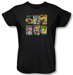 Superman Ladies T-shirt DC Comics Comic Book Covers Black Tee Shirt