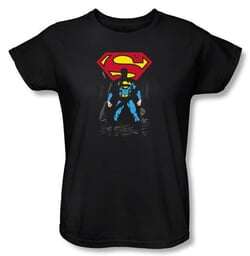 Superman Ladies T-shirt DC Comics Dark Alley Logo Black Tee Shirt