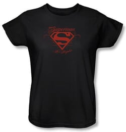 Superman Ladies T-shirt DC Comics Los Angeles Shield Black Tee Shirt