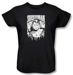 Superman Ladies T-shirt DC Comics Super Metal Black Tee Shirt