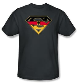 Superman Logo Kids T-Shirt German Shield Charcoal Gray Tee Youth