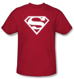 Superman Logo Kids T-Shirt Red & White Shield Red Tee Youth