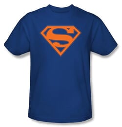 Superman Logo Shirt Blue And Orange Shield Royal Blue T-Shirt Tee