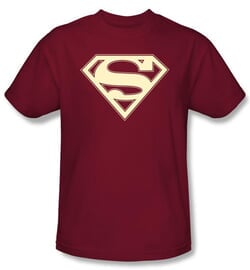 Superman Logo Shirt Crimson and Cream Shield Cardinal Red T-Shirt