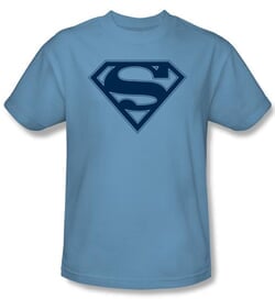 Superman Logo T-shirt Carolina Blue and Navy Adult Tee T-shirt