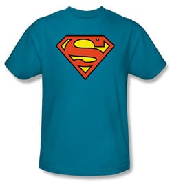 Superman Logo T-shirt DC Comics Adult Turquoise Tee Shirt