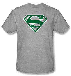 Superman Logo T-shirt Green and White College Heather Gray Tee Shirt