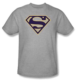 Superman Logo T-shirt Navy And Gold Shield Adult Tee Shirt