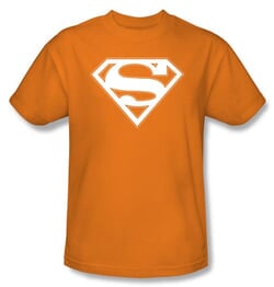 Superman Logo T-shirt Orange and White Shield Adult Orange Tee Shirt