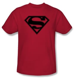 Superman Logo T-shirt Red and Black Shield Red Adult Tee Shirt