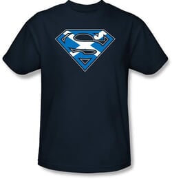 Superman Logo T-shirt Scottish Shield Scotland Adult Navy Tee Shirt