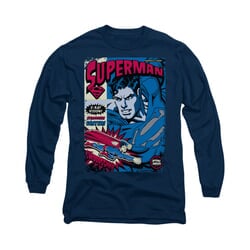 Superman Shirt Action Packed Long Sleeve Navy Tee T-Shirt