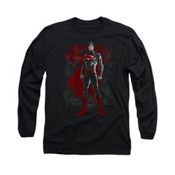 Superman Shirt Aftermath Long Sleeve Black Tee T-Shirt