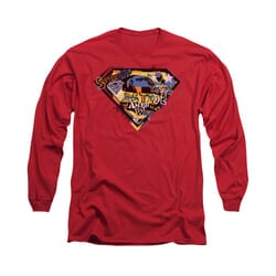 Superman Shirt American Way Long Sleeve Red Tee T-Shirt