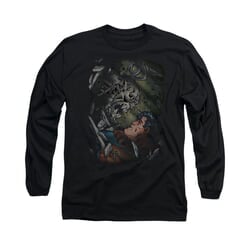 Superman Shirt Battle Long Sleeve Black Tee T-Shirt