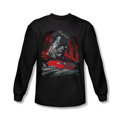 Superman Shirt Bust Long Sleeve Black Tee T-Shirt