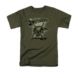 Superman Shirt Camo Colored Military Green T-Shirt