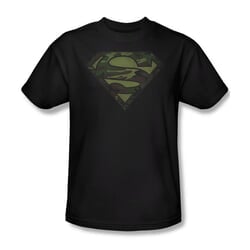 Superman Shirt Camo Logo Distressed Black T-Shirt