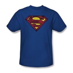 Superman Shirt Charcoal Shield Royal Blue T-Shirt