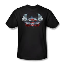 Superman Shirt Chrome Wings Black T-Shirt