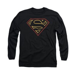 Superman Shirt Colored Shield Long Sleeve Black Tee T-Shirt