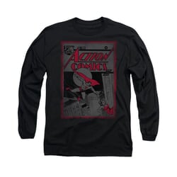 Superman Shirt Comic #23 Long Sleeve Black Tee T-Shirt