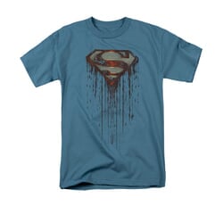 Superman Shirt Dripping Shield Slate T-Shirt