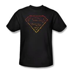 Superman Shirt Flame Outlined Black T-Shirt