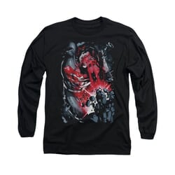 Superman Shirt Heat Vision Long Sleeve Black Tee T-Shirt