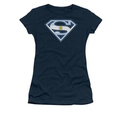 Superman Shirt Juniors Argentinian Shield Navy T-Shirt