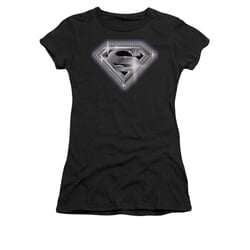 Superman Shirt Juniors Bling Shield Black T-Shirt