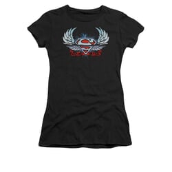 Superman Shirt Juniors Chrome Wings Black T-Shirt