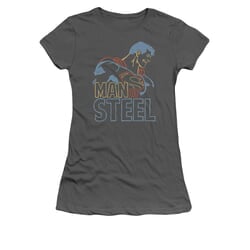 Superman Shirt Juniors Colored Lines Charcoal T-Shirt