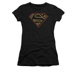 Superman Shirt Juniors Colored Shield Black T-Shirt