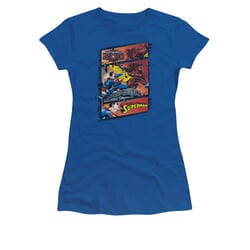 Superman Shirt Juniors Comic Strip Royal Blue T-Shirt