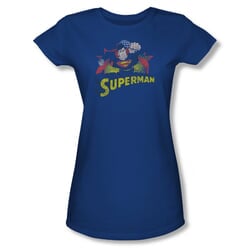 Superman Shirt Juniors Distresed Royal T-Shirt